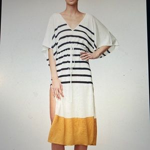 Deep V Caftan - Off White Multi